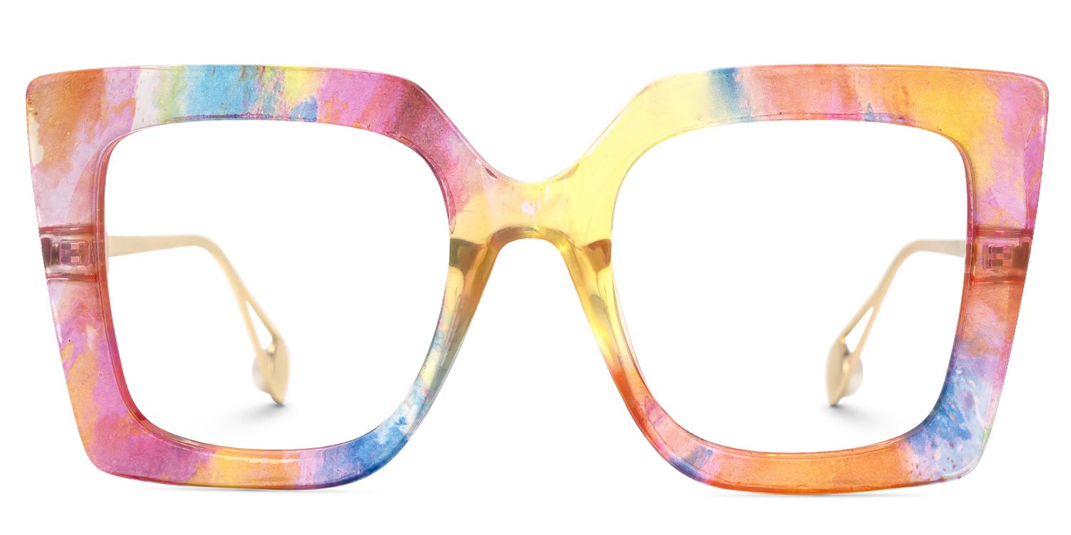 Qatar Square Rainbow Painted Thick Big Frame Glasses0