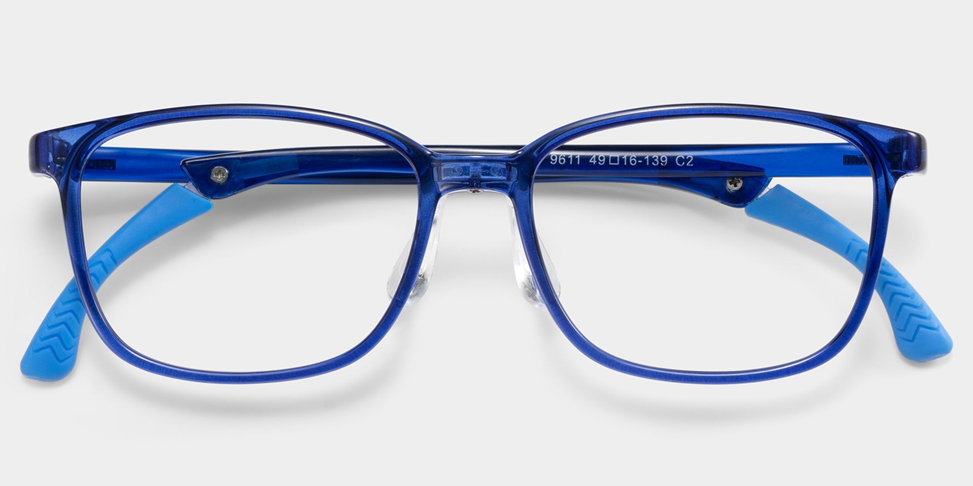 Gray Rectangle Blue Frame Eyeglasses for Pre-tweens1