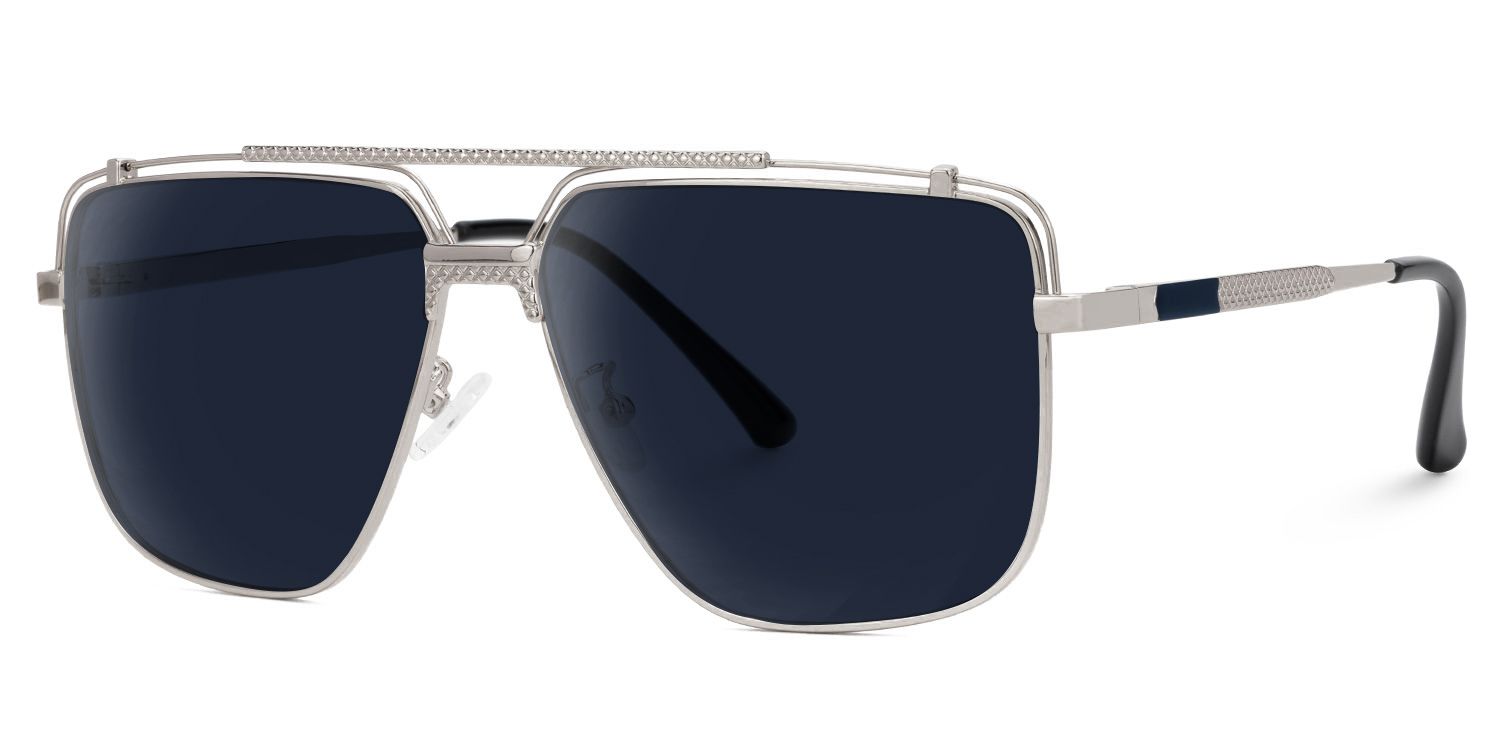 Arellano Metal Matte Silver Frame Sunglasses with Aviator Shape | Zeelool1