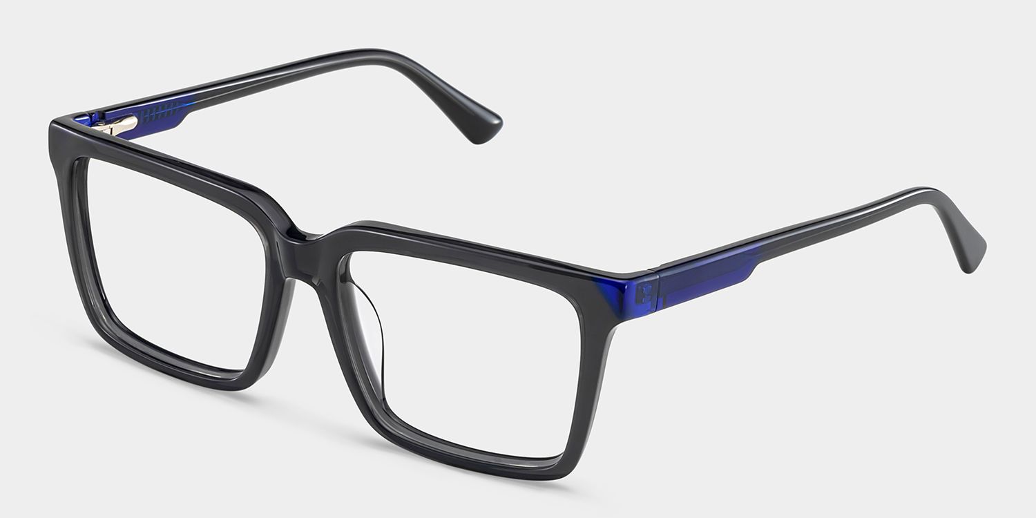 Rectangle Dark Gray Eyeglasses- Troy Acetate Frame Glasses3