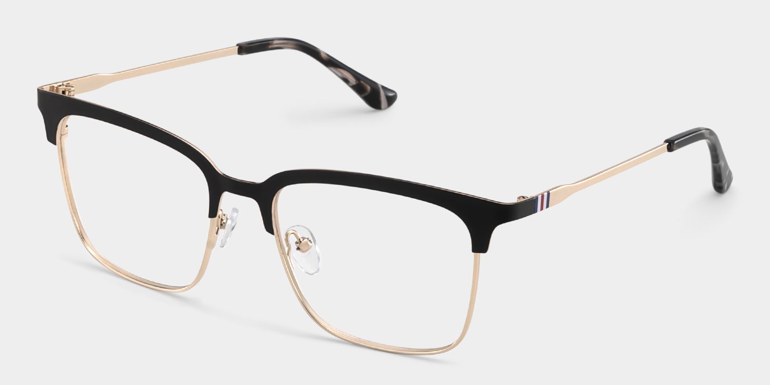 Cleo Black Gold Frame Glasses with Browline Frame Online | ZEELOOL3