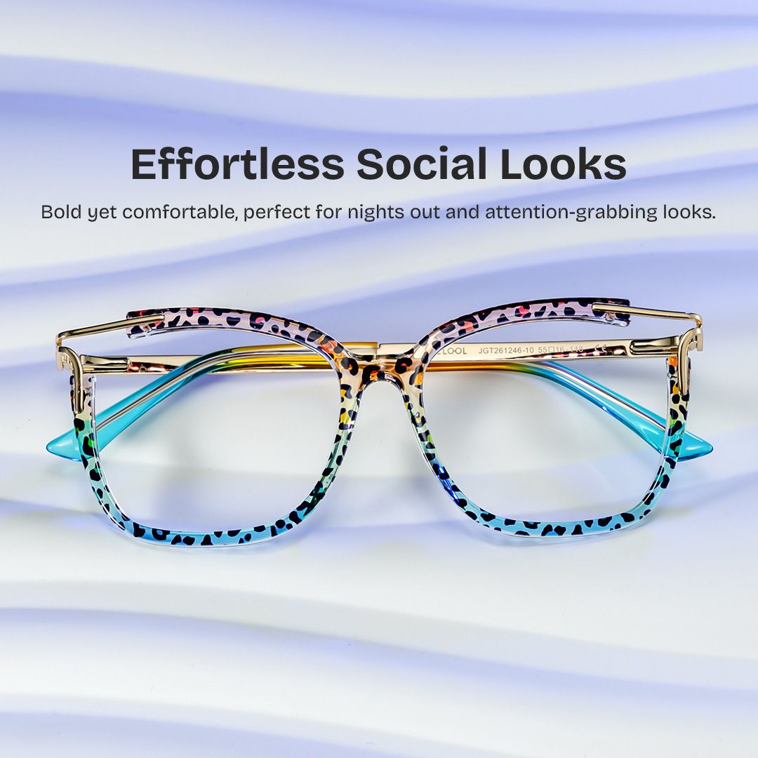 Spring hinges Sidibe Eyeglasses, Sidibe Blue leopard Glasses -Zeelool0