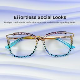 Sidibe Square Blue Leopard Glasses0