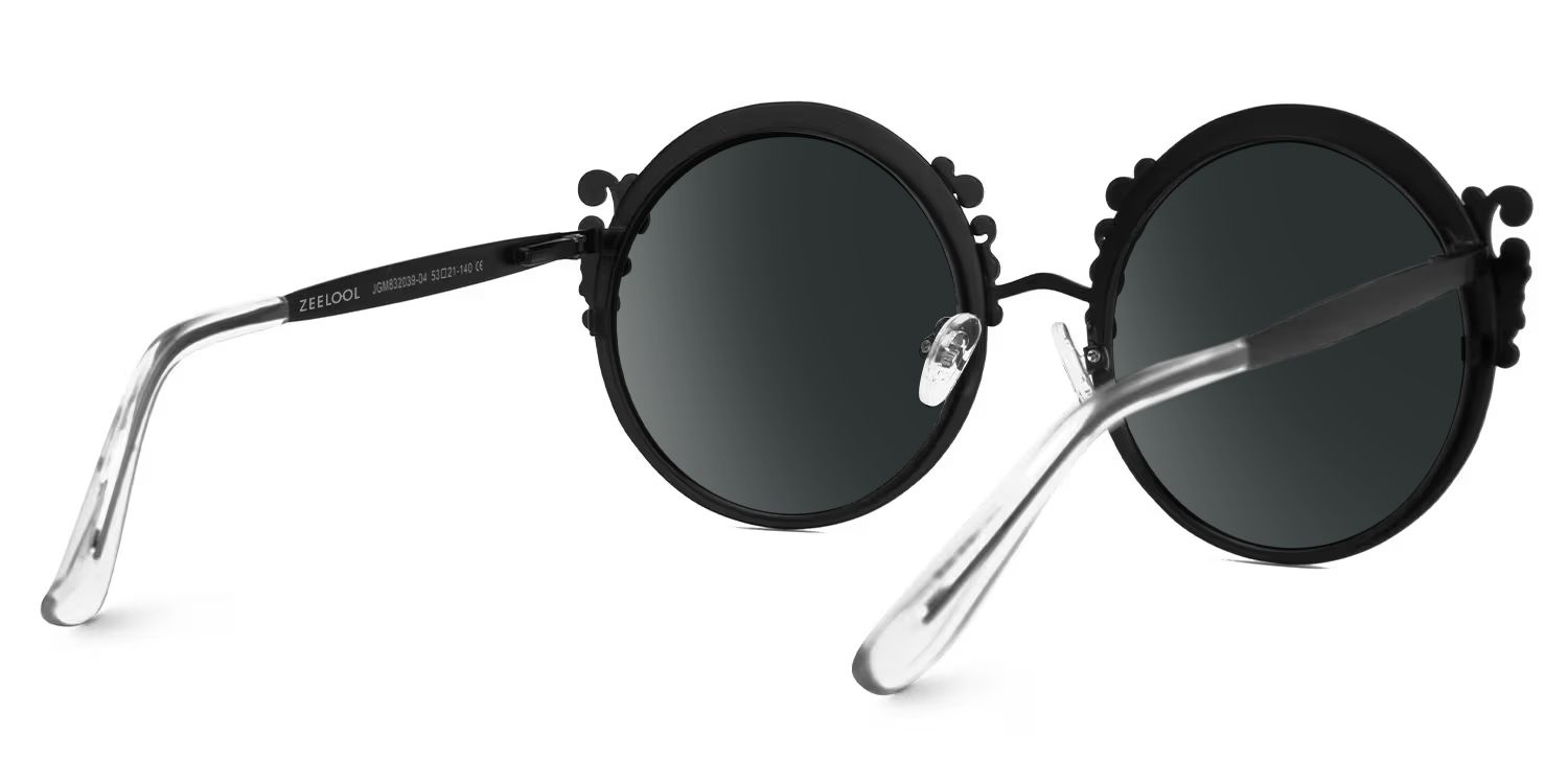 Nelida Black Round Polarized Sunglasses for Driving | ZEELOOL3