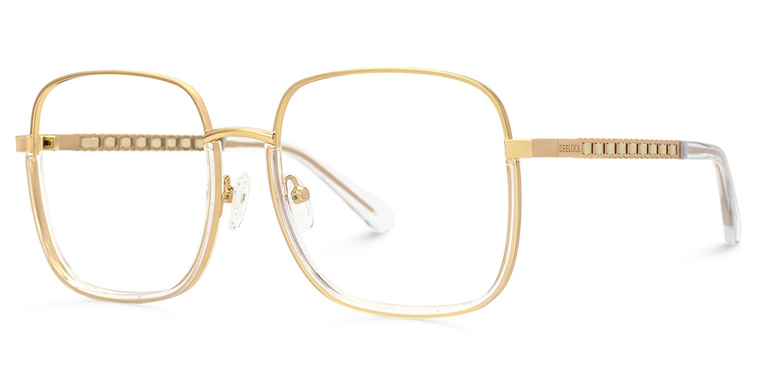 Perfecta Square Clear and Gold Prescription Glasses | Zeelool1