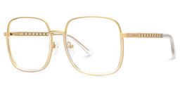Perfecta Square Gold Clear Glasses1