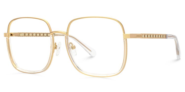 Perfecta Square Gold Clear Glasses