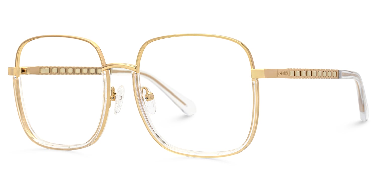 Perfecta Square Clear and Gold Prescription Glasses | Zeelool1