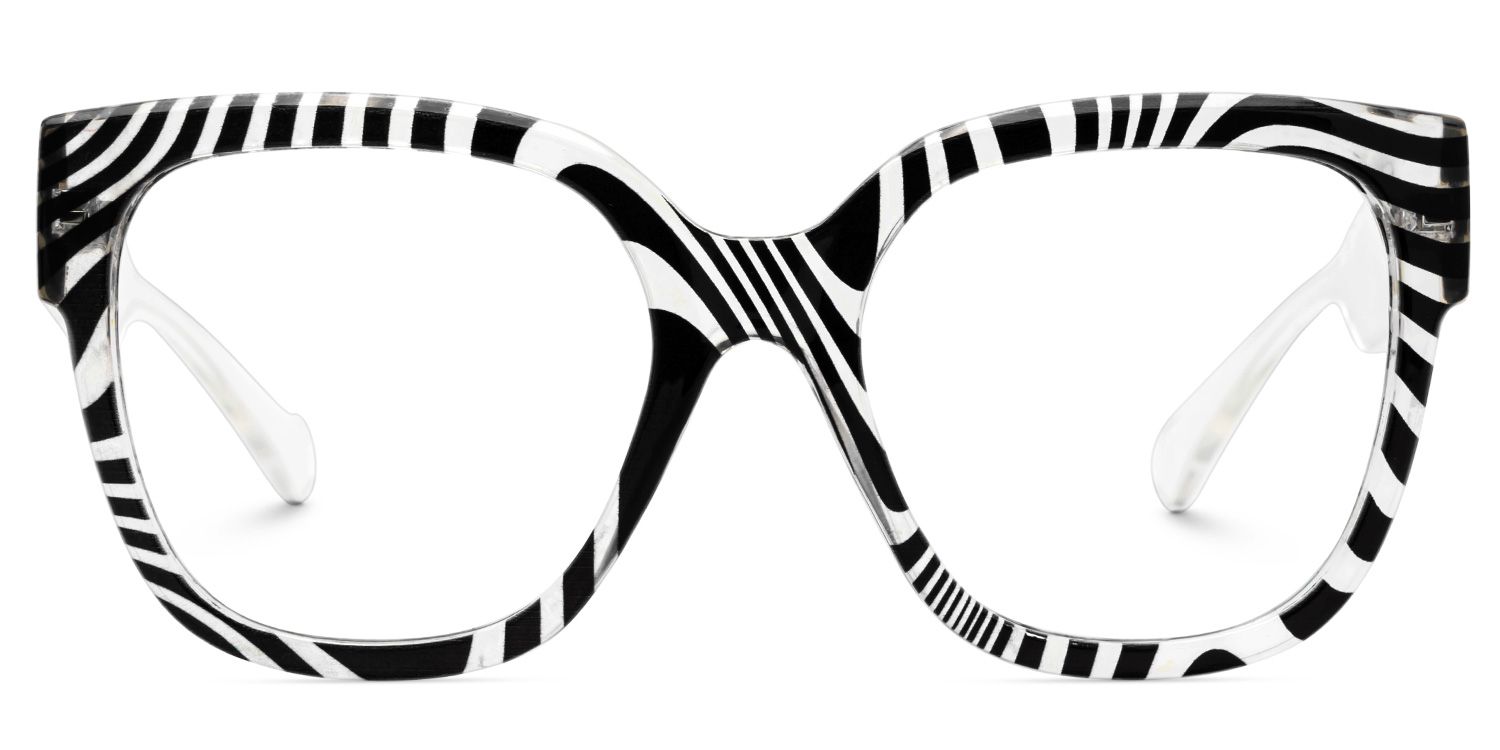 Reineke Zebra Print Eyeglasses and Square Frames0