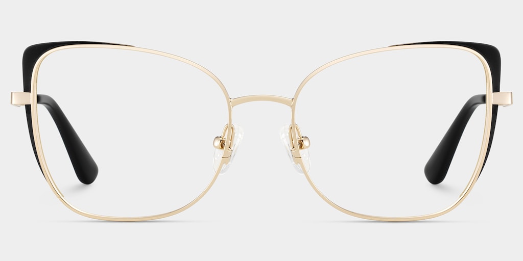 Tessa Cat-Eye Black Gold Glasses