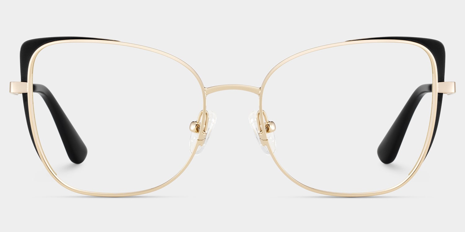 Tessa Cat-Eye Black Gold Glasses
