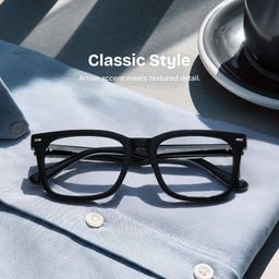 Patrick Rectangle Black Glasses0