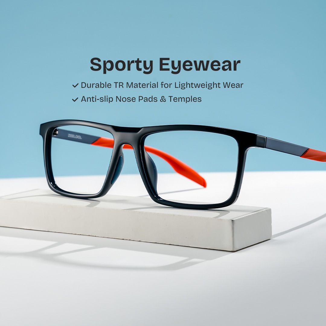 Active Blue Red Frame Glasses with Rectangle Frame Online | ZEELOOL0