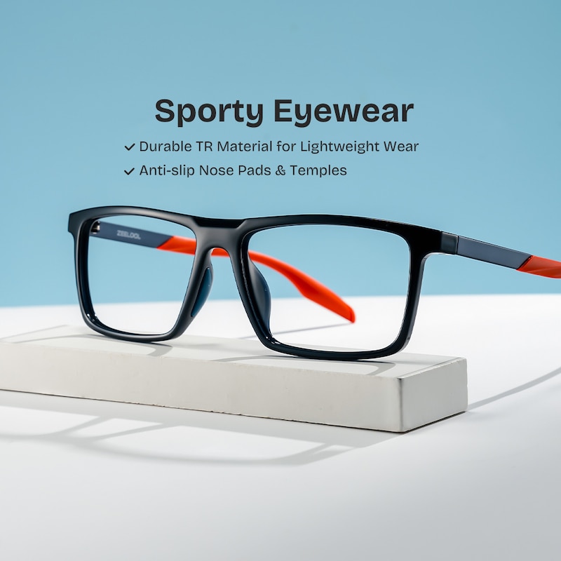 ZEELOOL Active Rectangle Blue Red Glasses
