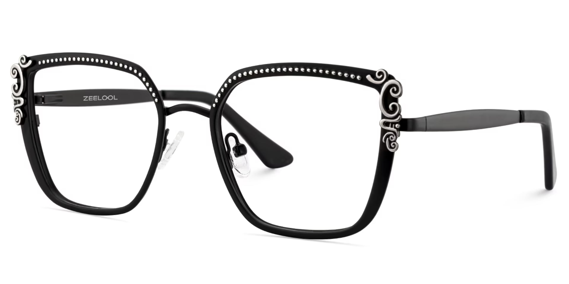 Women's Black Frame Glasses in Square Shape3