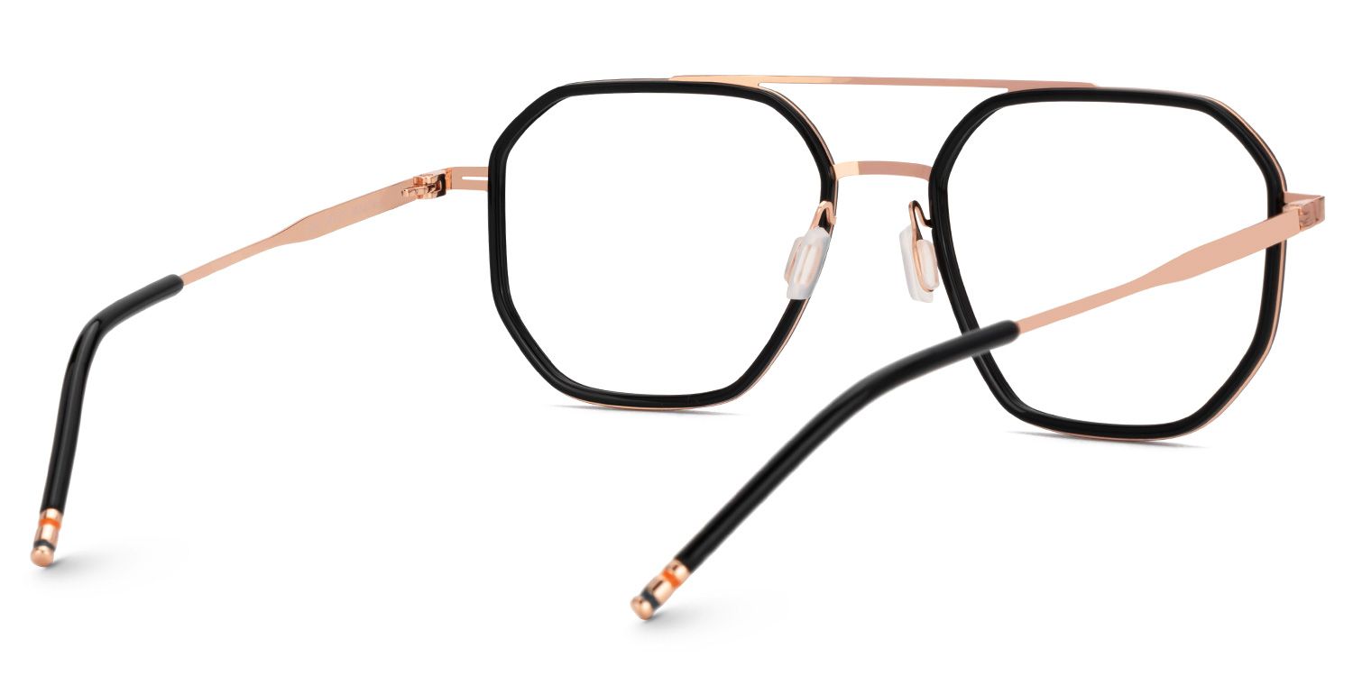 Black Mixed-Materials Aviator Eyeglasses- Bethany3