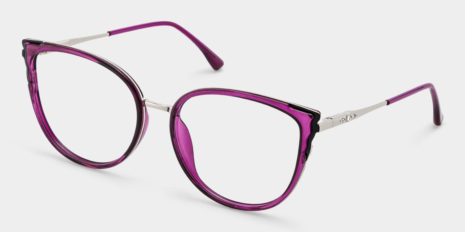 Estrada Cateye Purple Eyeglasses with Mixed Materials -Zeelool2