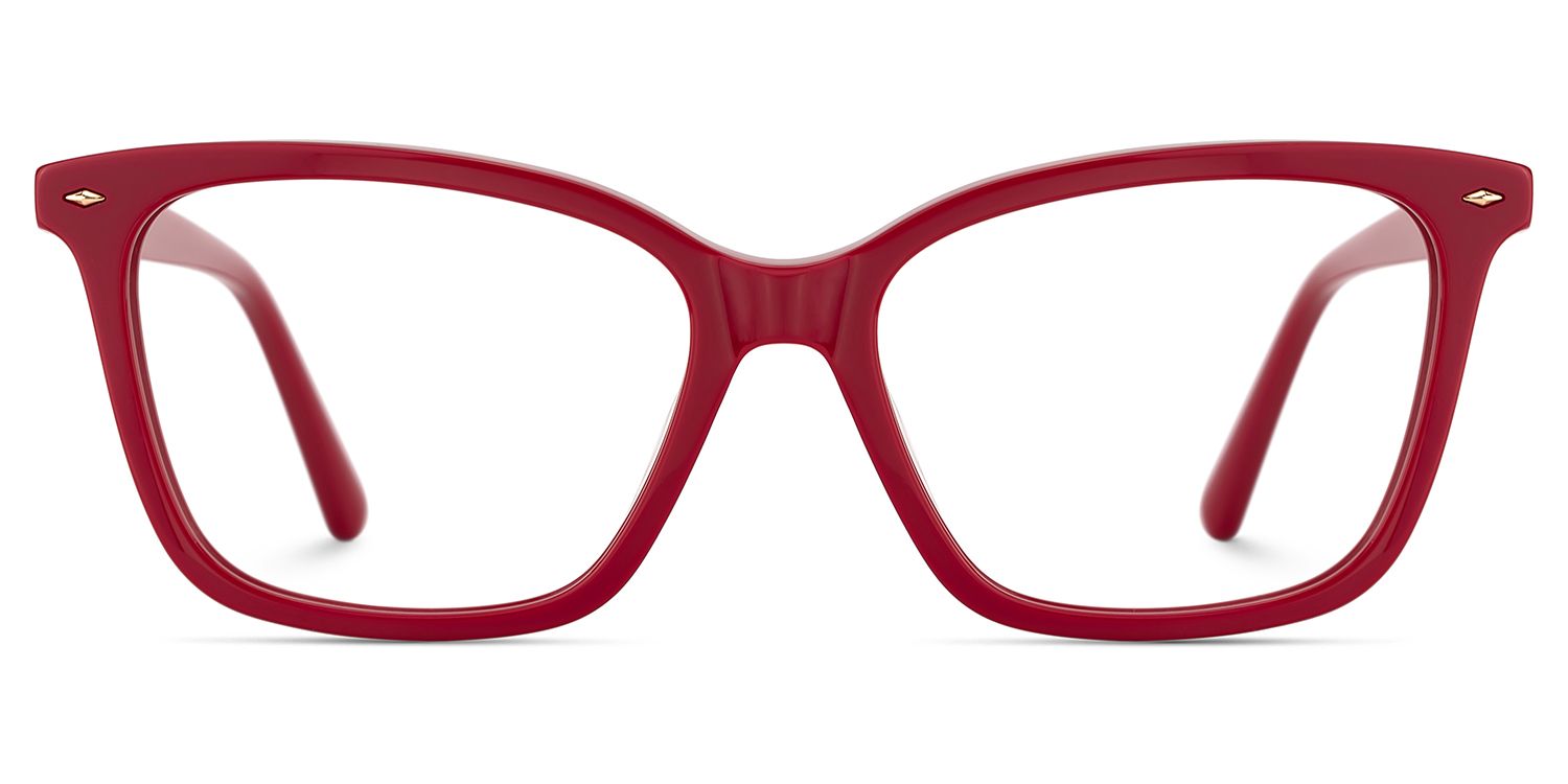 Theo Acetate Red Frame Glasses with Square Shape | Zeelool1