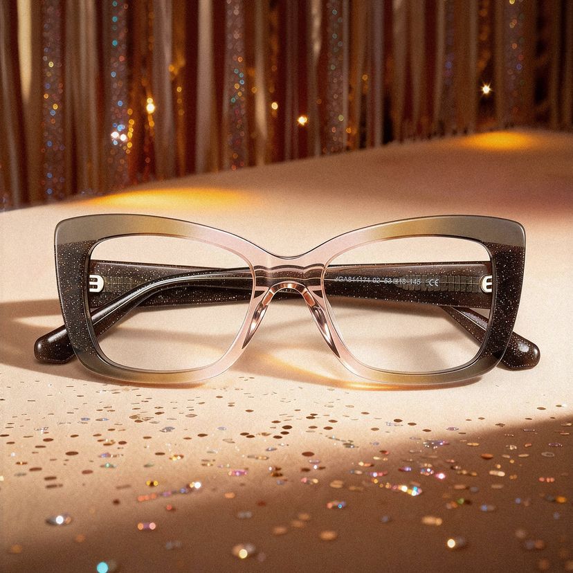 Leona Rectangle Brown Glasses