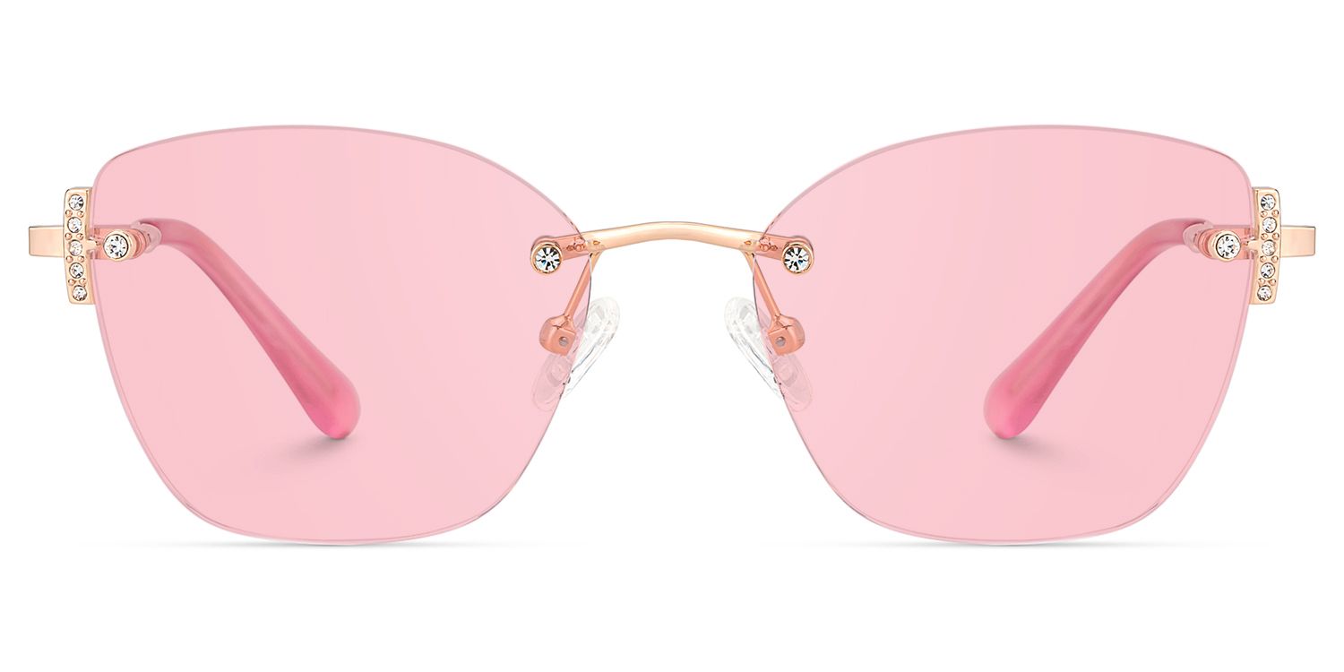 Pink Rectangle Jaxon Eyeglasses with Rimless | Zeelool0