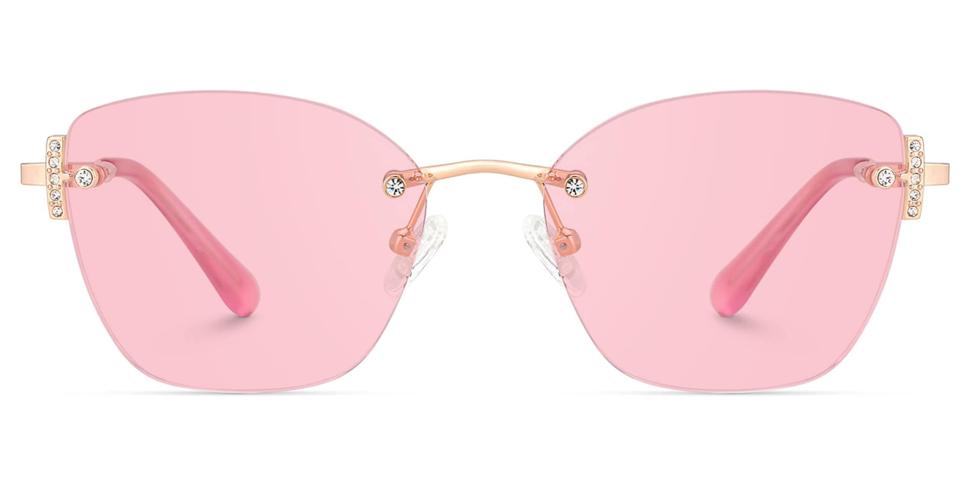 Pink Rectangle Jaxon Eyeglasses with Rimless | Zeelool0