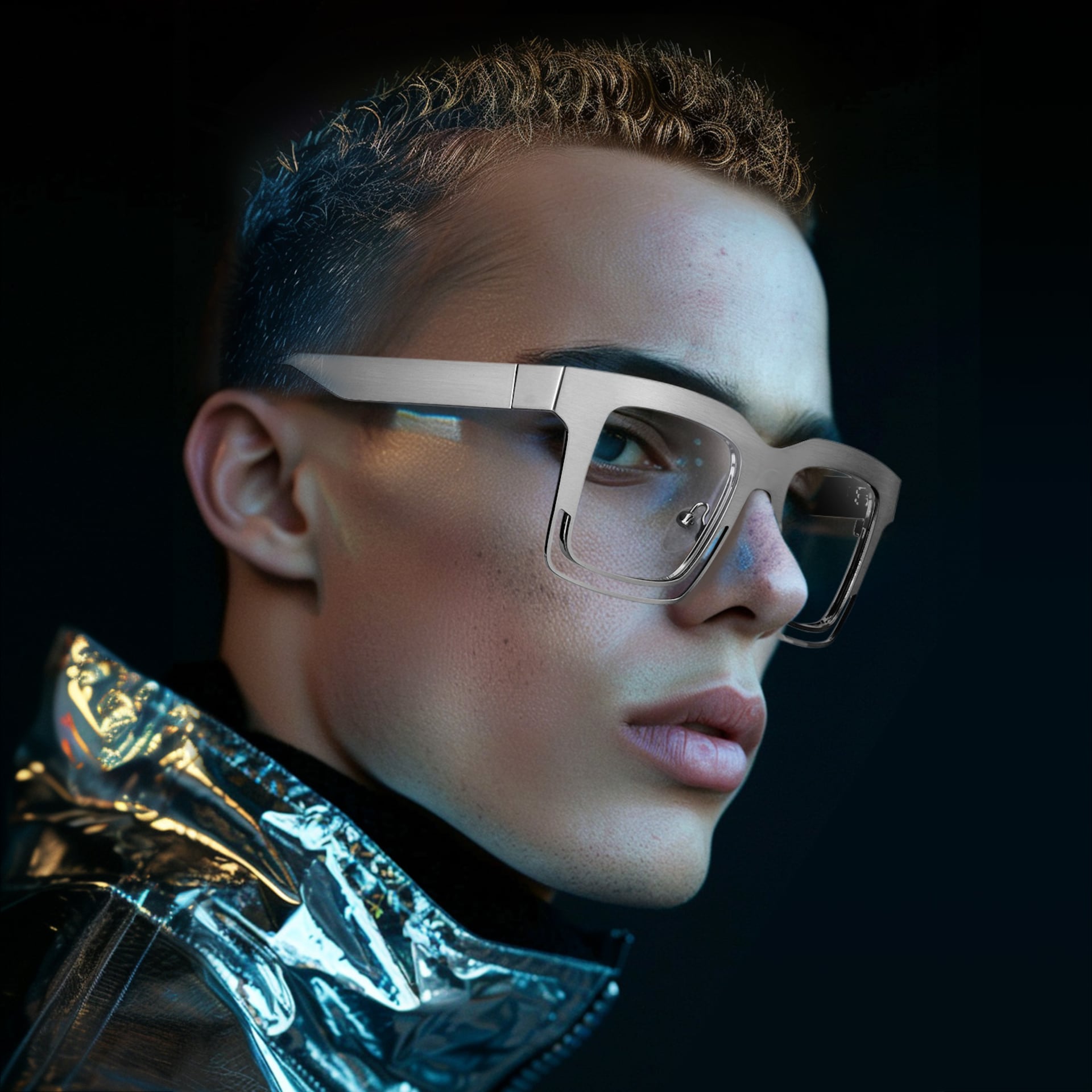 Evan Rectangle Silver Frame Eyeglasses for Males | Zeelool5