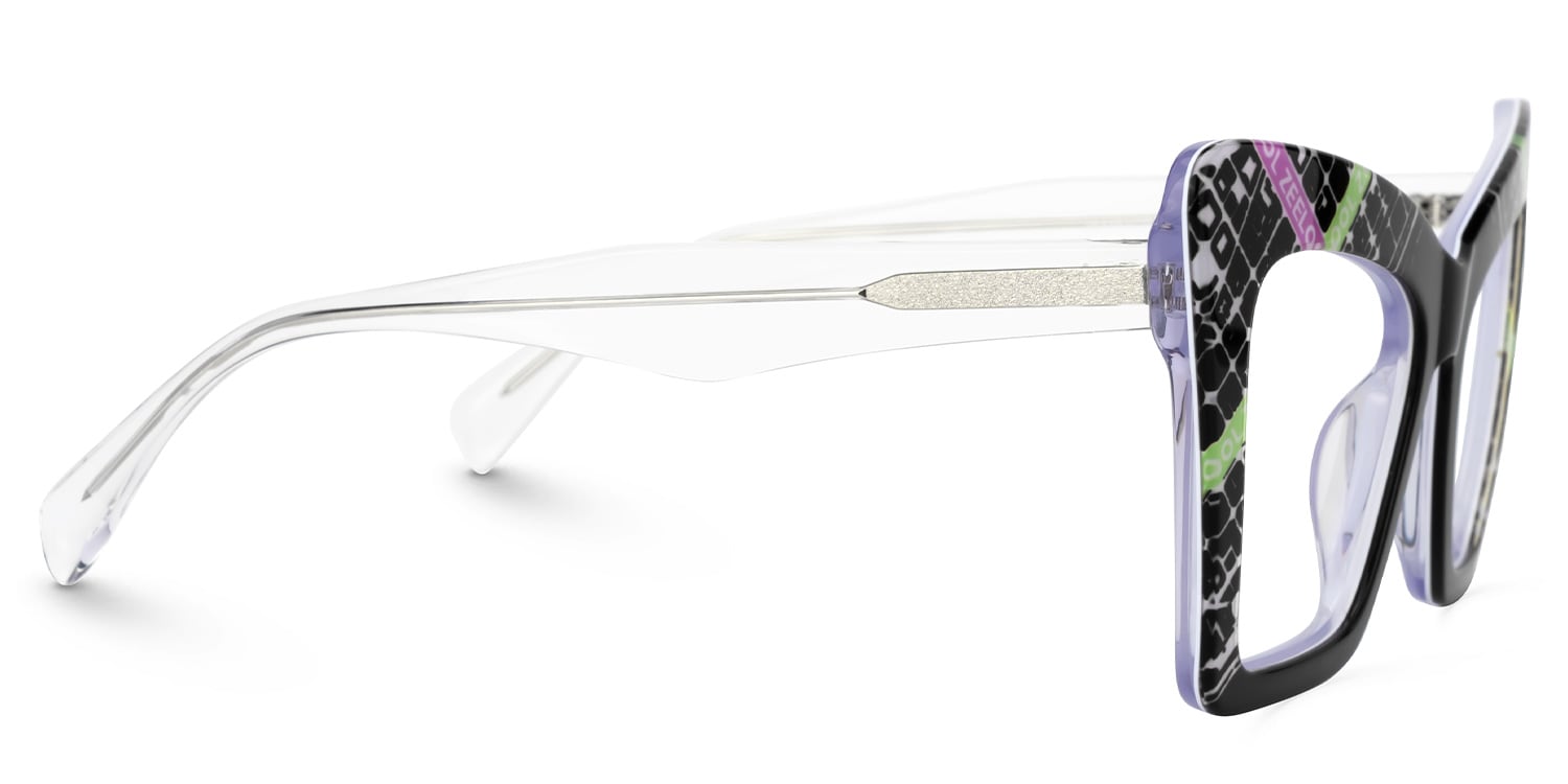 Janira Cat-eye Eyeglasses with Black-floral Frames2