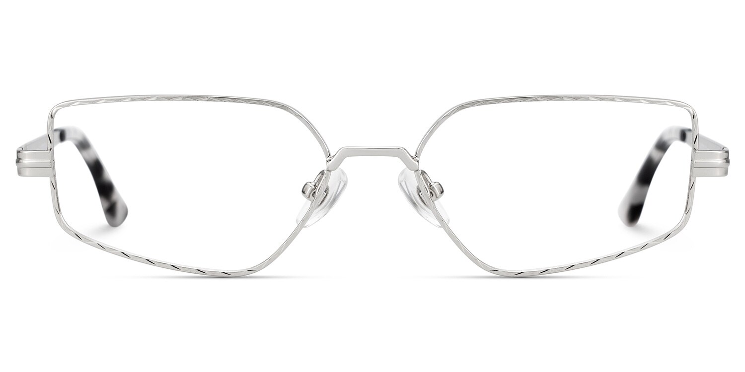 Rectangle Silver Eyeglasses- Lyle Metal Frame Glasses1