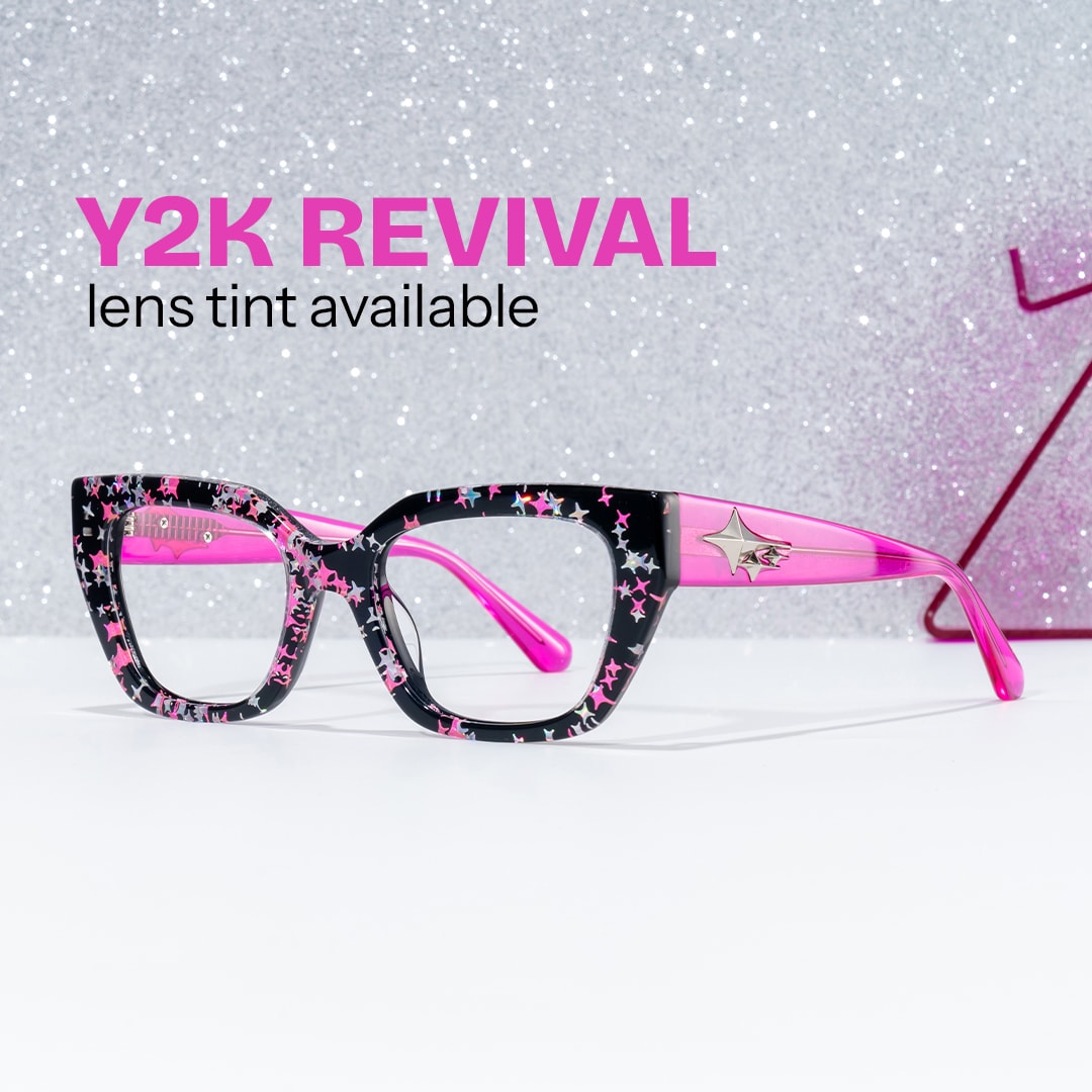 Flare Rectangle Black Pink Glasses