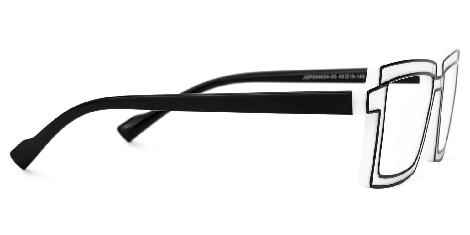 Zephyr Rectangle White Glasses4