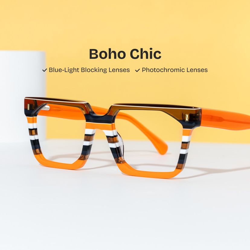 Laguer Orange Rectangle Glasses