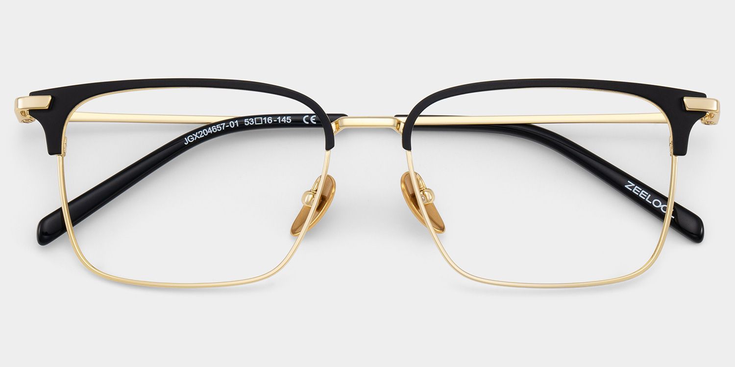Maxwell Browline Black and Gold Glasses Frames for Men | ZEELOOL1