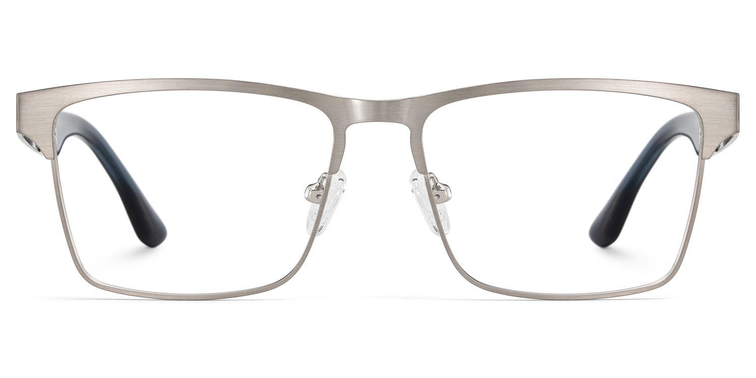 Jasper Eyeglasses in Browline Silver Frame | Zeelool1