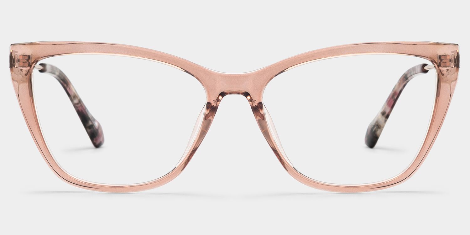 Celeste Beige Floral Cat Eye Glasses for Women | ZEELOOL1