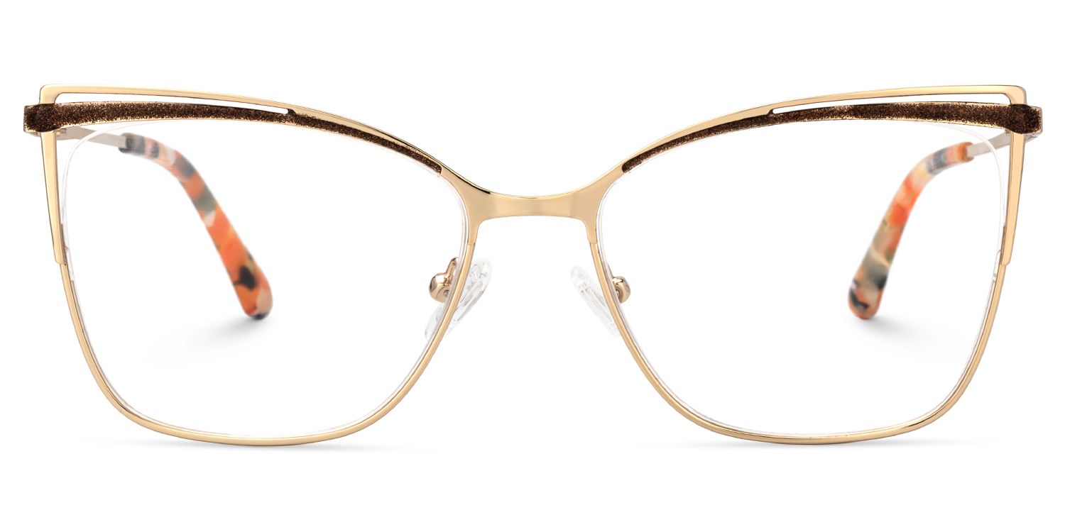 Darian Gold Frame Eyeglasses Men's in Semi-rimless | Zeelool0