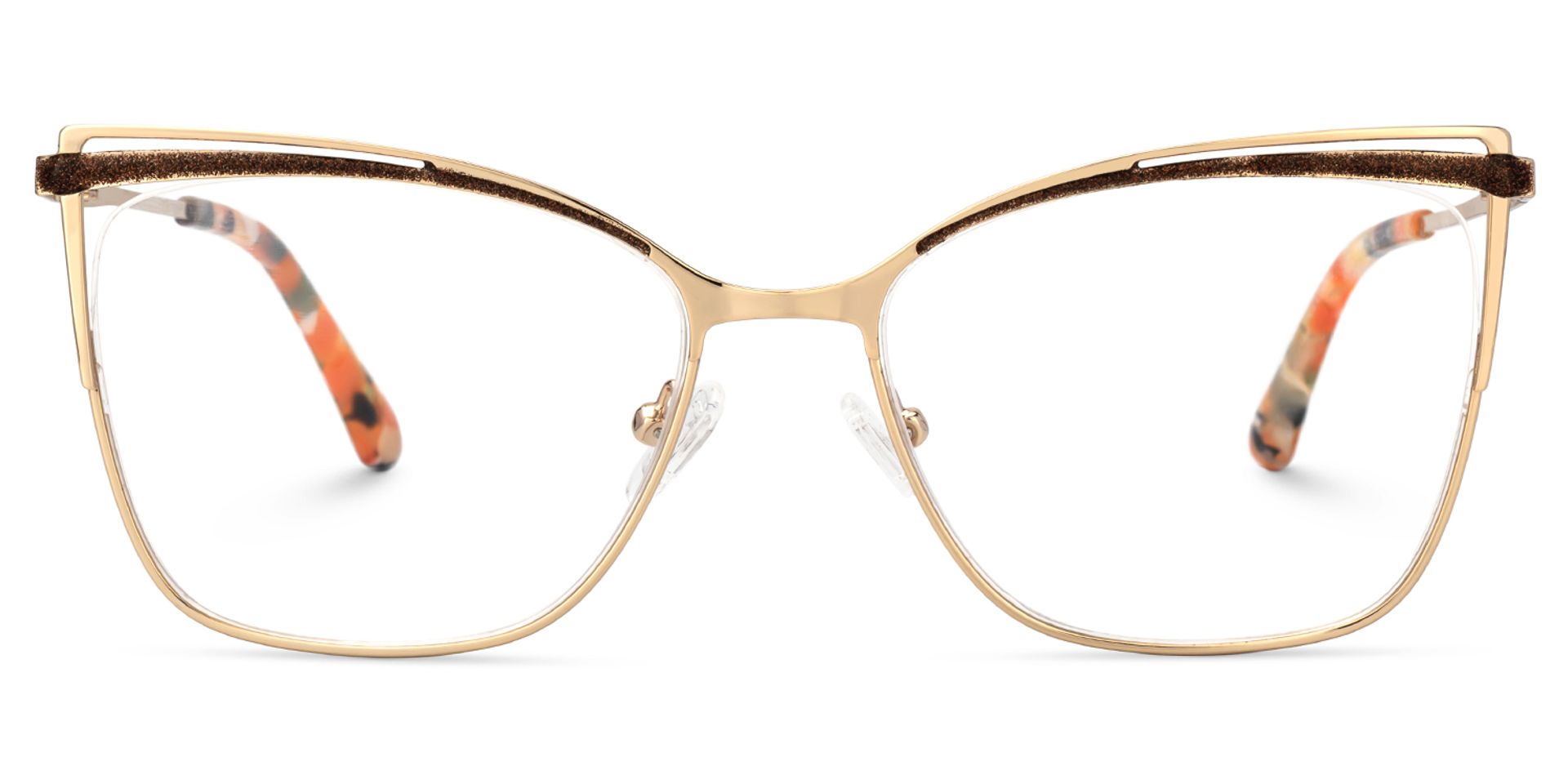 Darian Gold Frame Eyeglasses Men's in Semi-rimless | Zeelool0