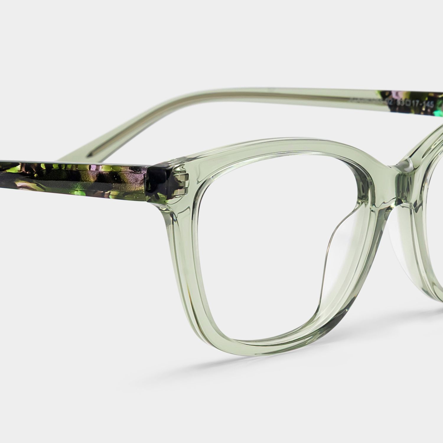 Cassia Clear Green Rectangle Acetate Glasses Frames | ZEELOOL5