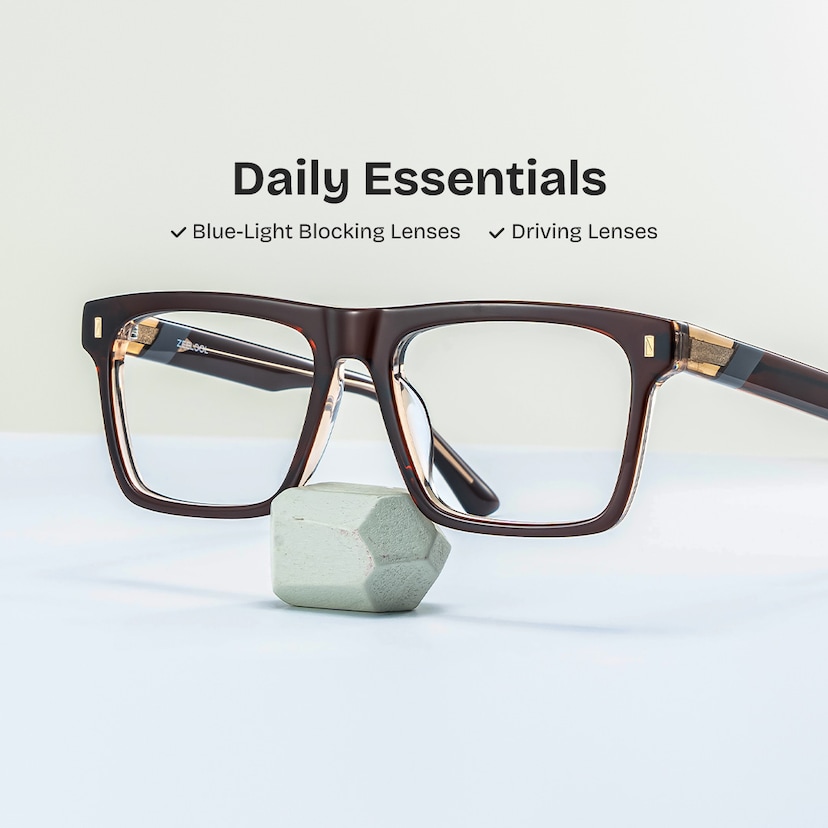 Henry Rectangle Brown Glasses