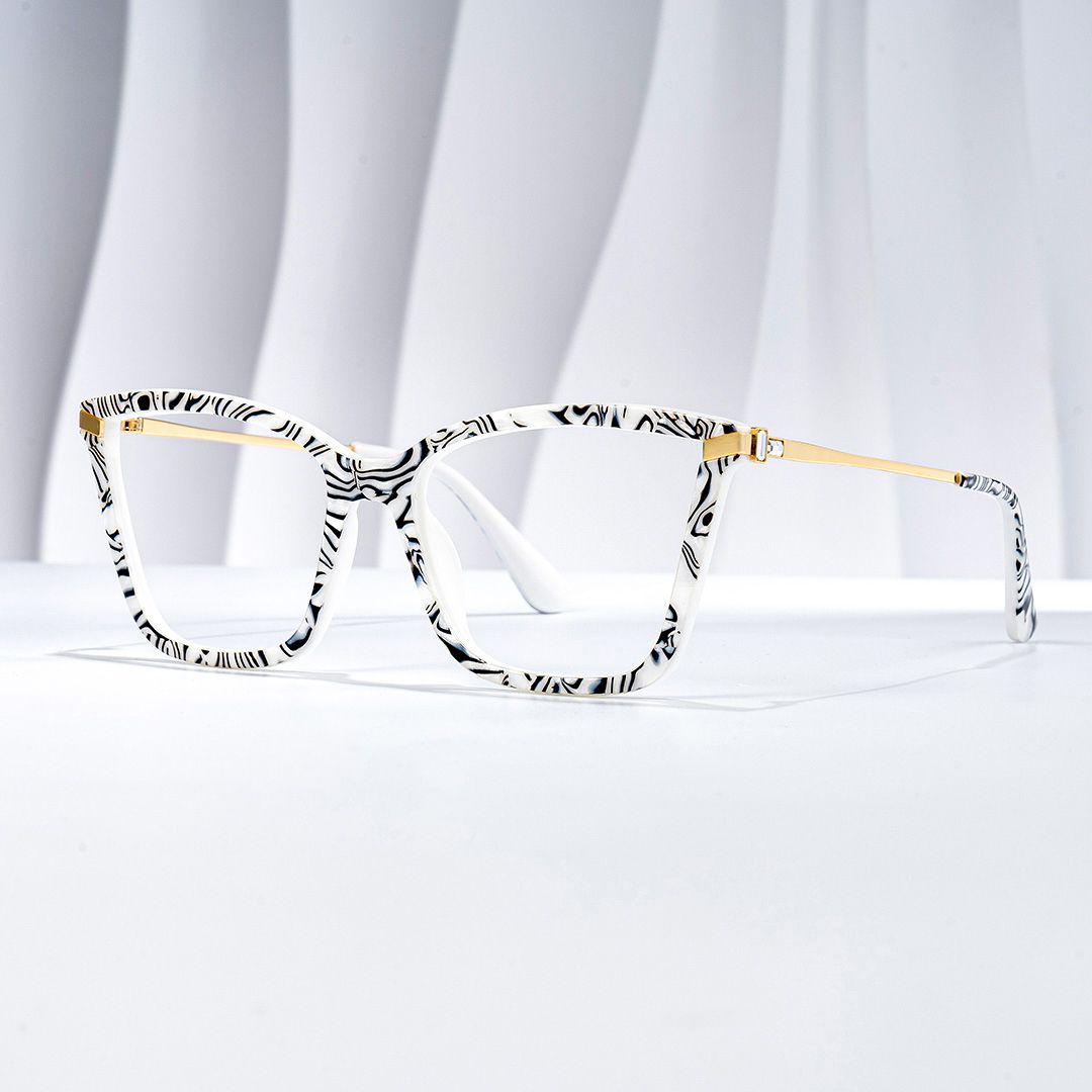 Stephens Cateye with Zebra Glasses Oversized Frames | Zeelool0