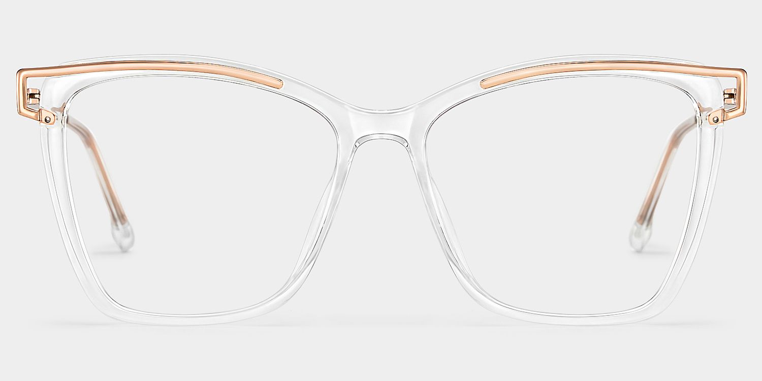 Krystle Square Clear Metal Frame Glasses | ZEELOOL3