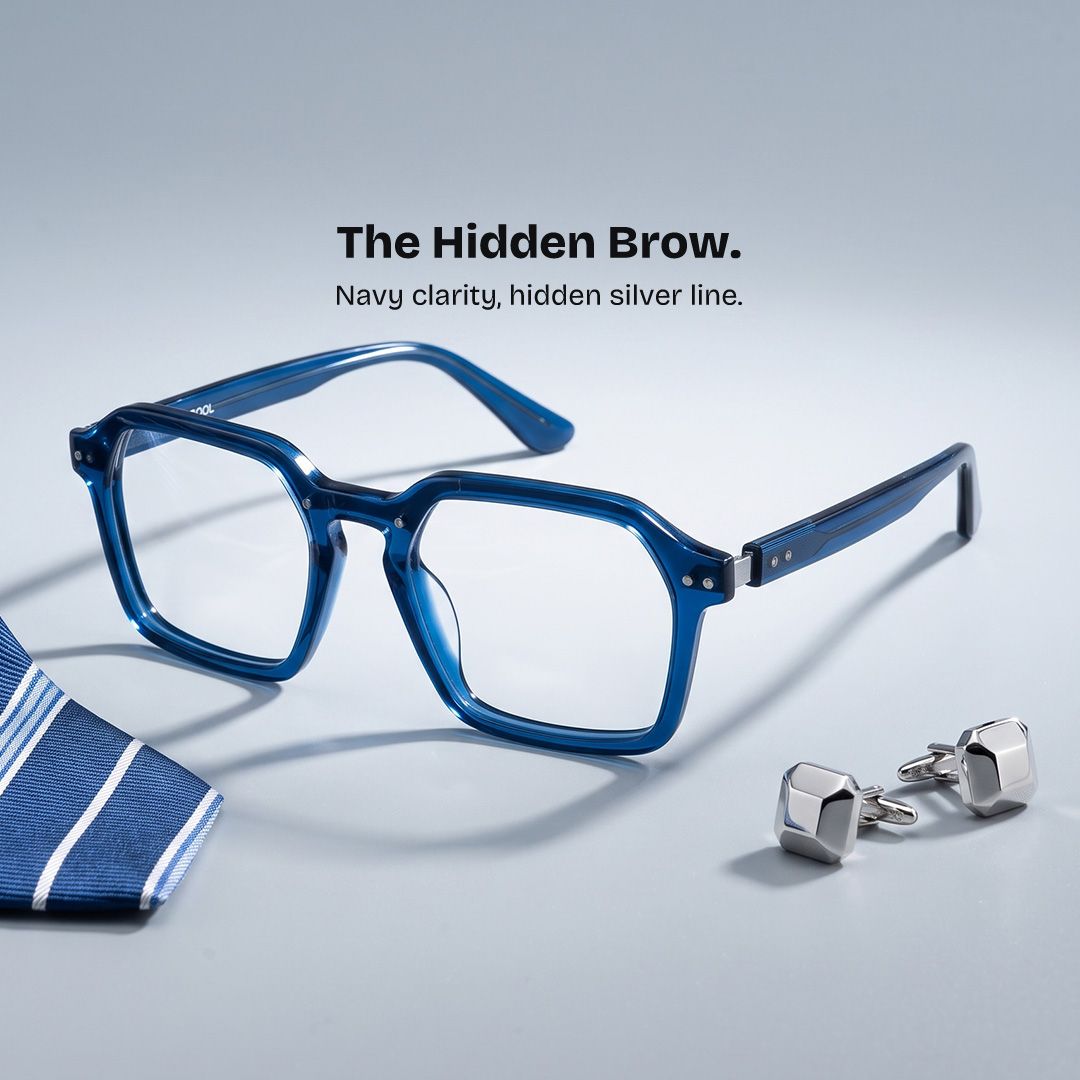 Brendan Blue Geometric Frame Glasses for Men | ZEELOOL0