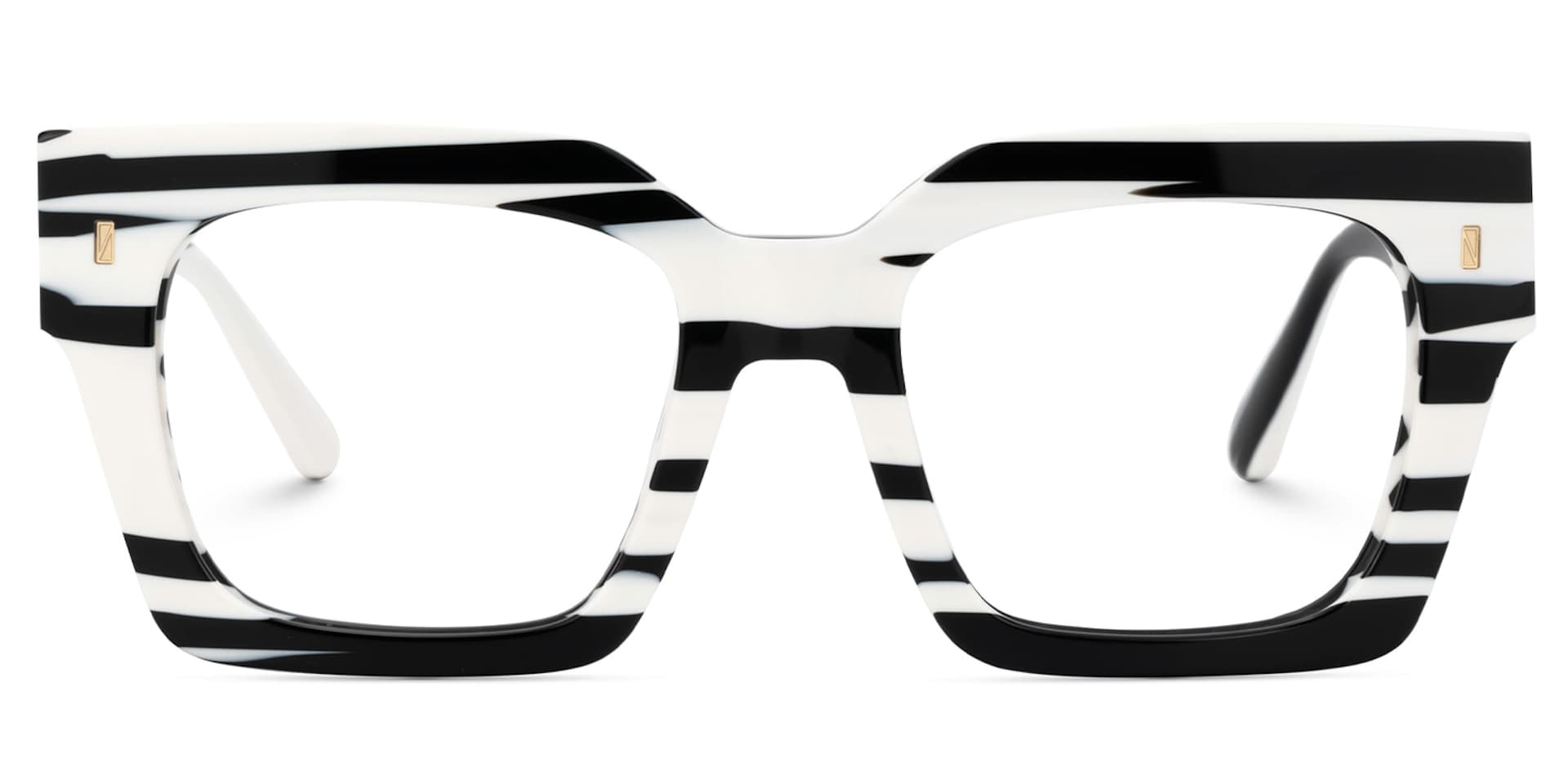 Cummings Square Black and White Striped Frame Glasses1