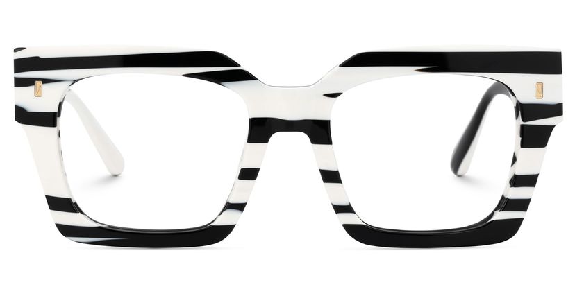 Cummings Square Black and White Striped Frame Glasses display picture 3