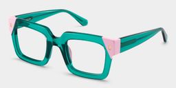 Sarah Square Green Pink Glasses3