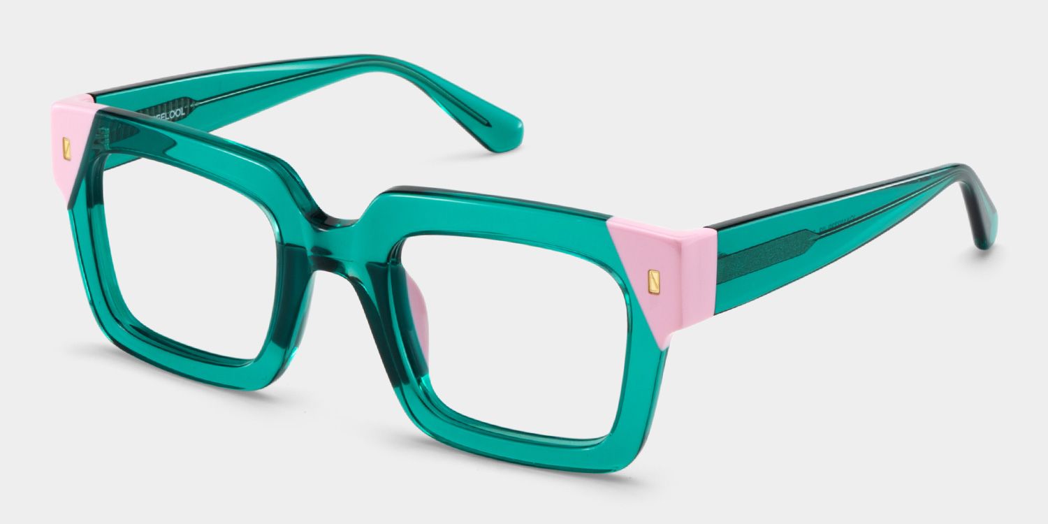 Square Green Pink Eyeglasses- Sarah Acetate Frame Glasses3