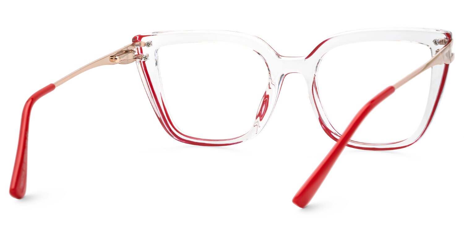 Roxane Red and Clear Glasses with Square Design3