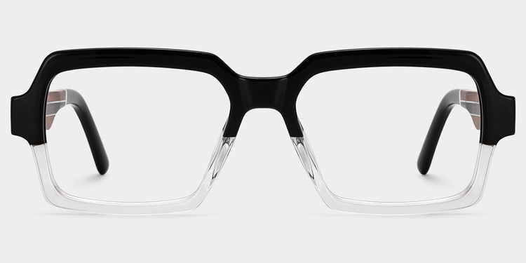 Jack Rectangle Black & Clear Glasses