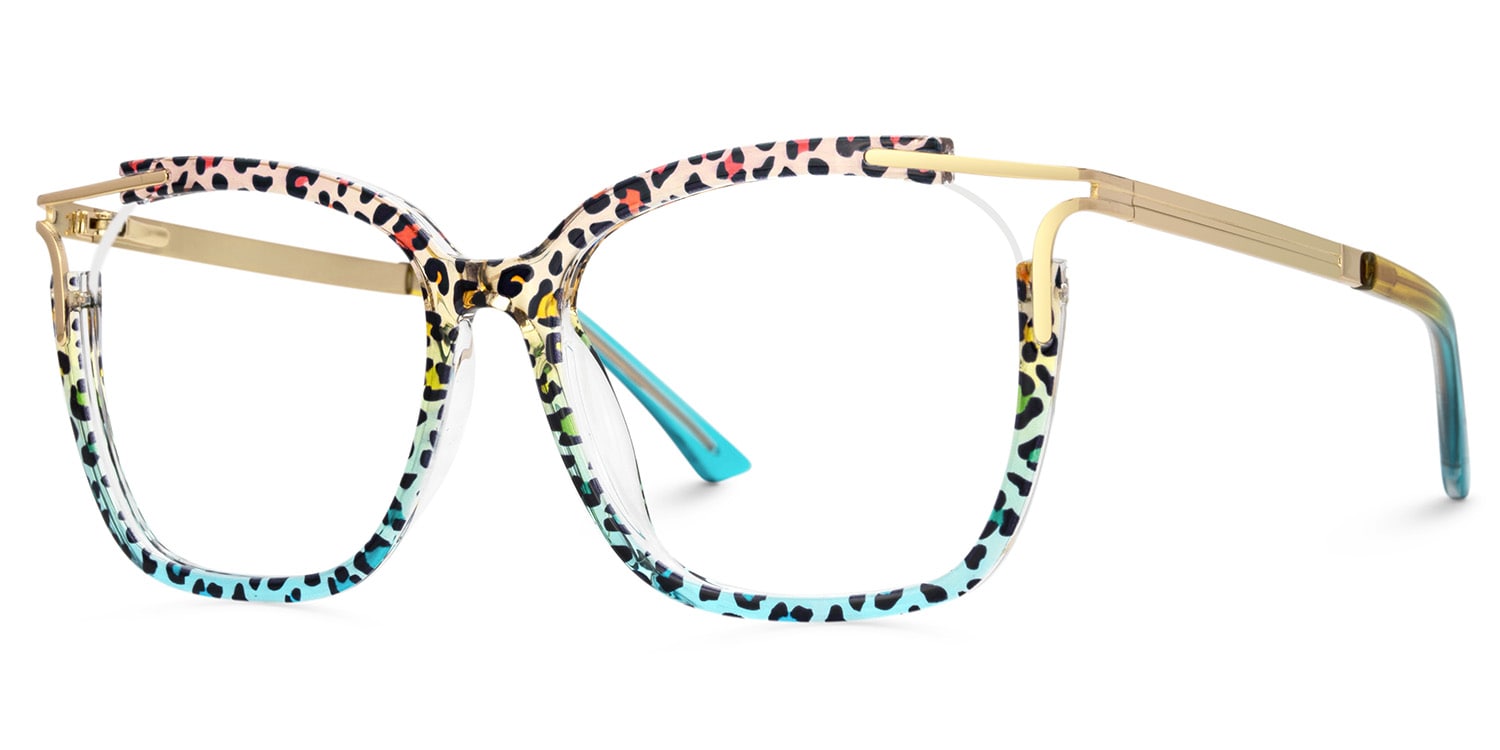 Sidibe Square Blue Leopard Glasses1