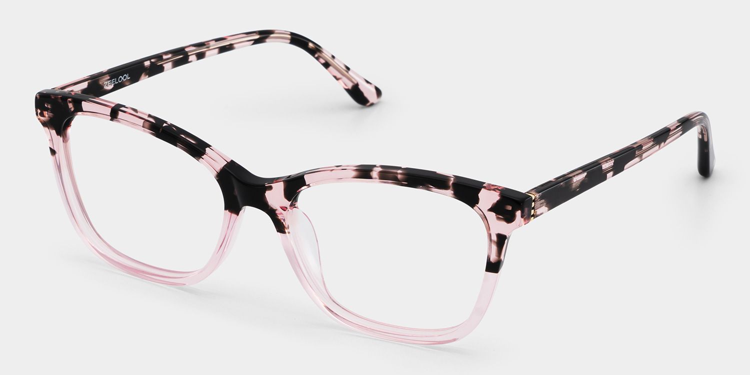 Bella Pink Petal Tortoise Rectangle Frame Glasses | ZEELOOL3