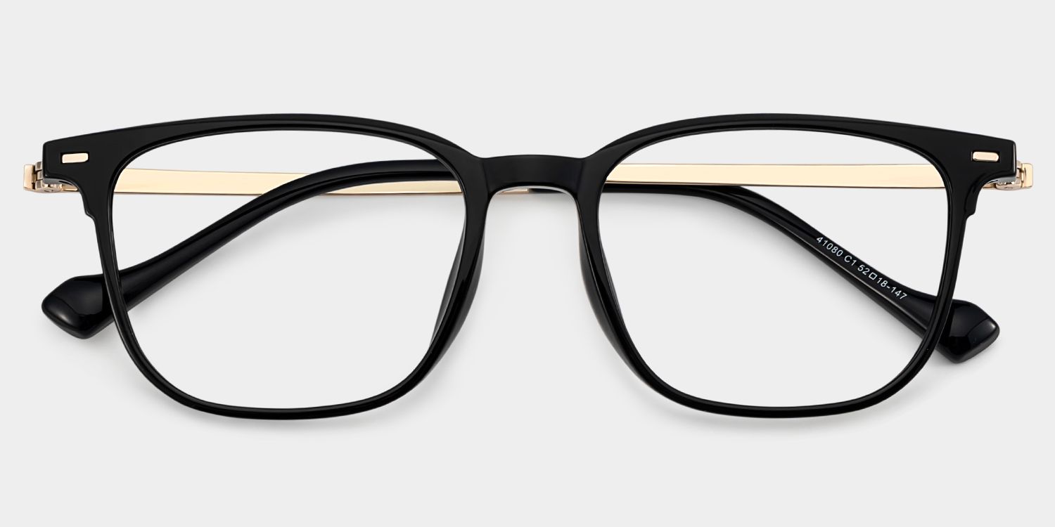 William Men's Black Rectangular Eyeglasses in Mixed Frames | ZEELOOL
